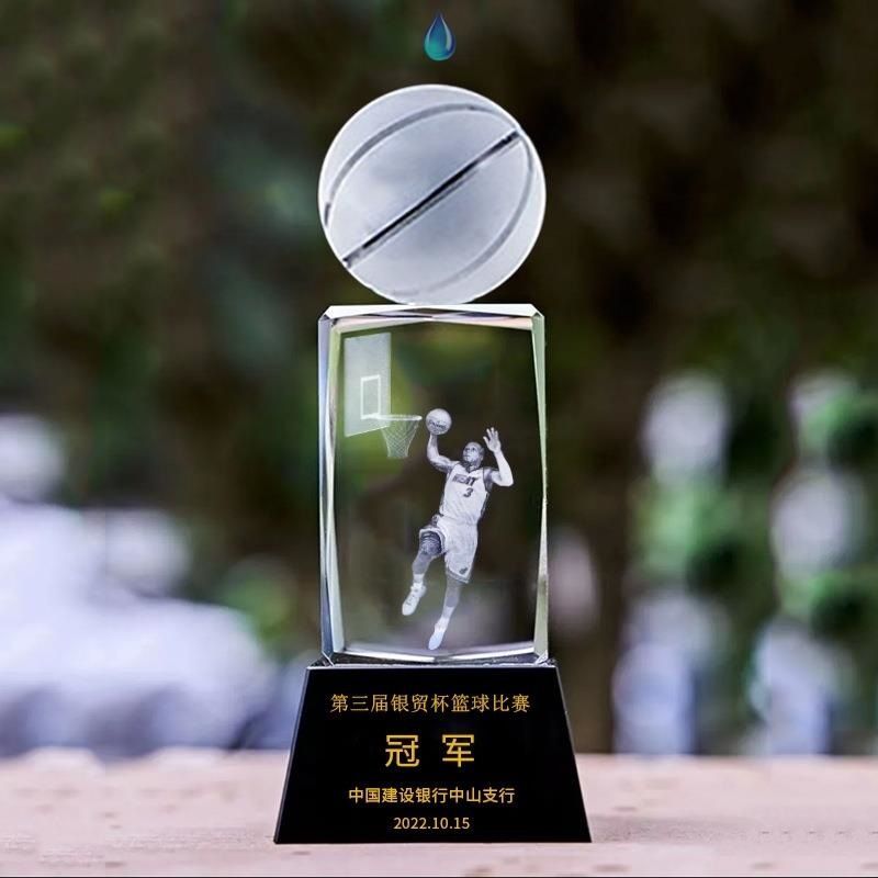 crystal basketball trophies