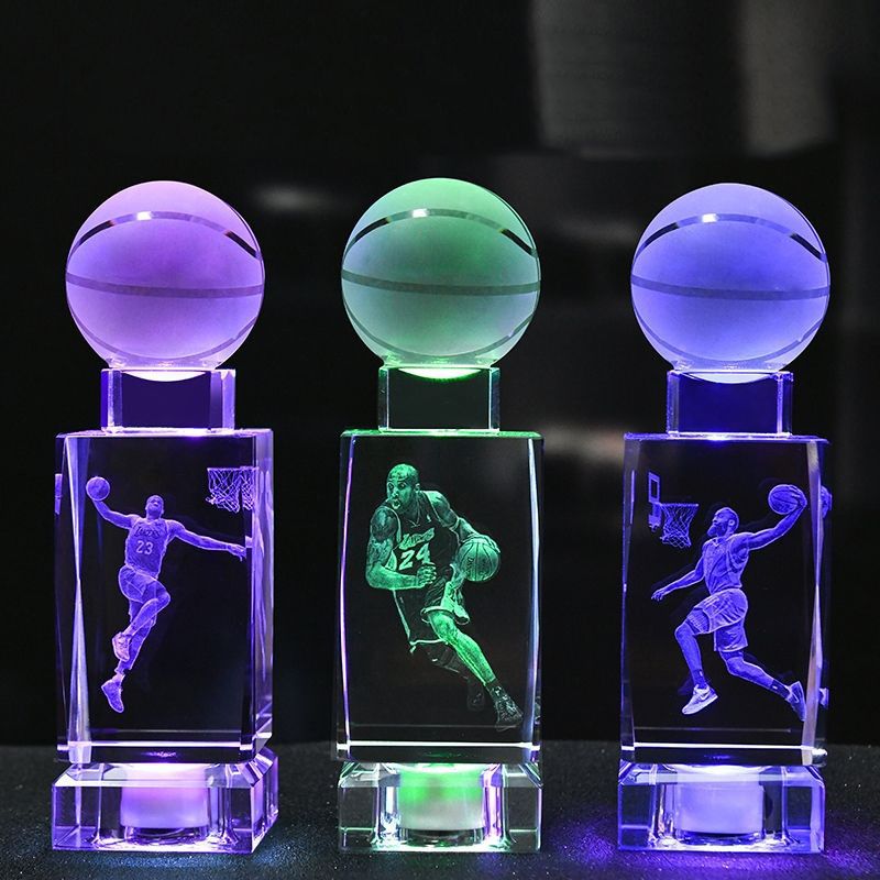 crystal basketball trophies