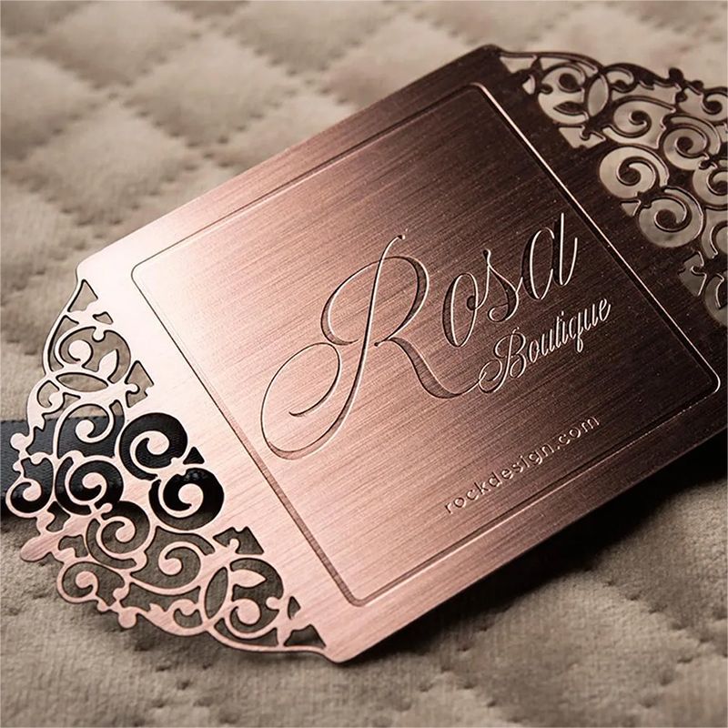 rose gold metallic business cards